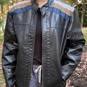 SOLD Whispering Smith Faux Leather Detail Zip Jacket